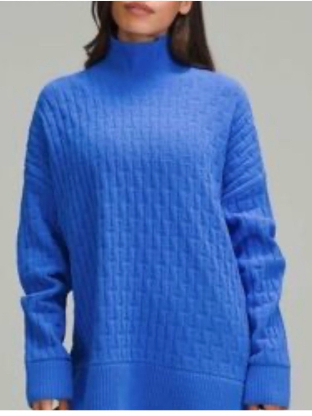 lululemon athletica Bright Blue Cable-Knit Turtleneck Sweater
